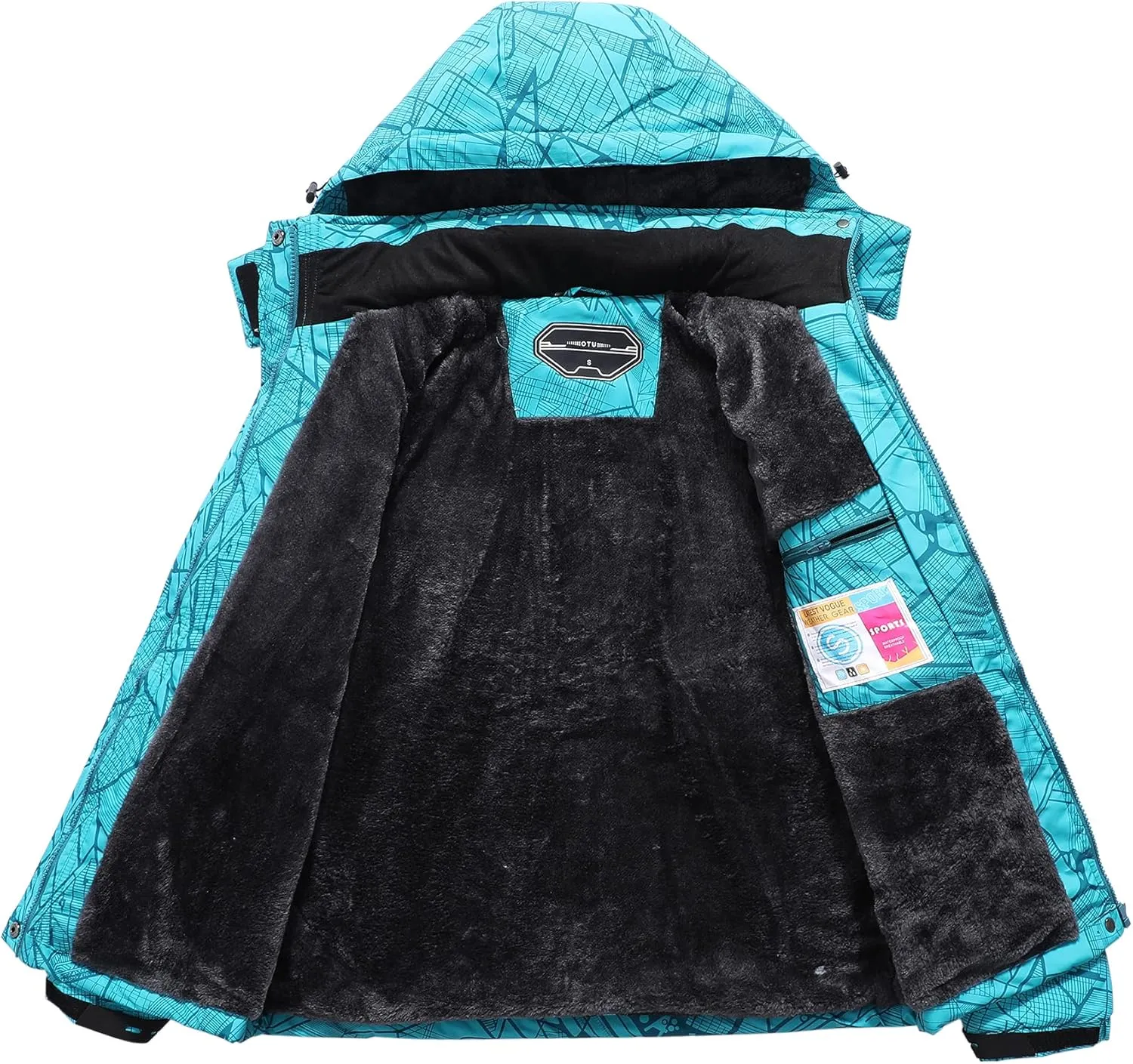 OTU Women's Waterproof Ski Jacket Snowboarding Windbreaker Warm Winter Hooded Mountain Snow Coat