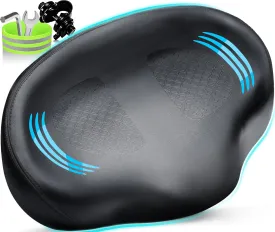 Oversized Bike Seat, Bicycle Seat for Women Men Extra Comfort Wide, Comfortable Universal Fit for Peloton Bikes, Exercise Stationary Mountain Bike Seats Cushion (Noseless Blue)