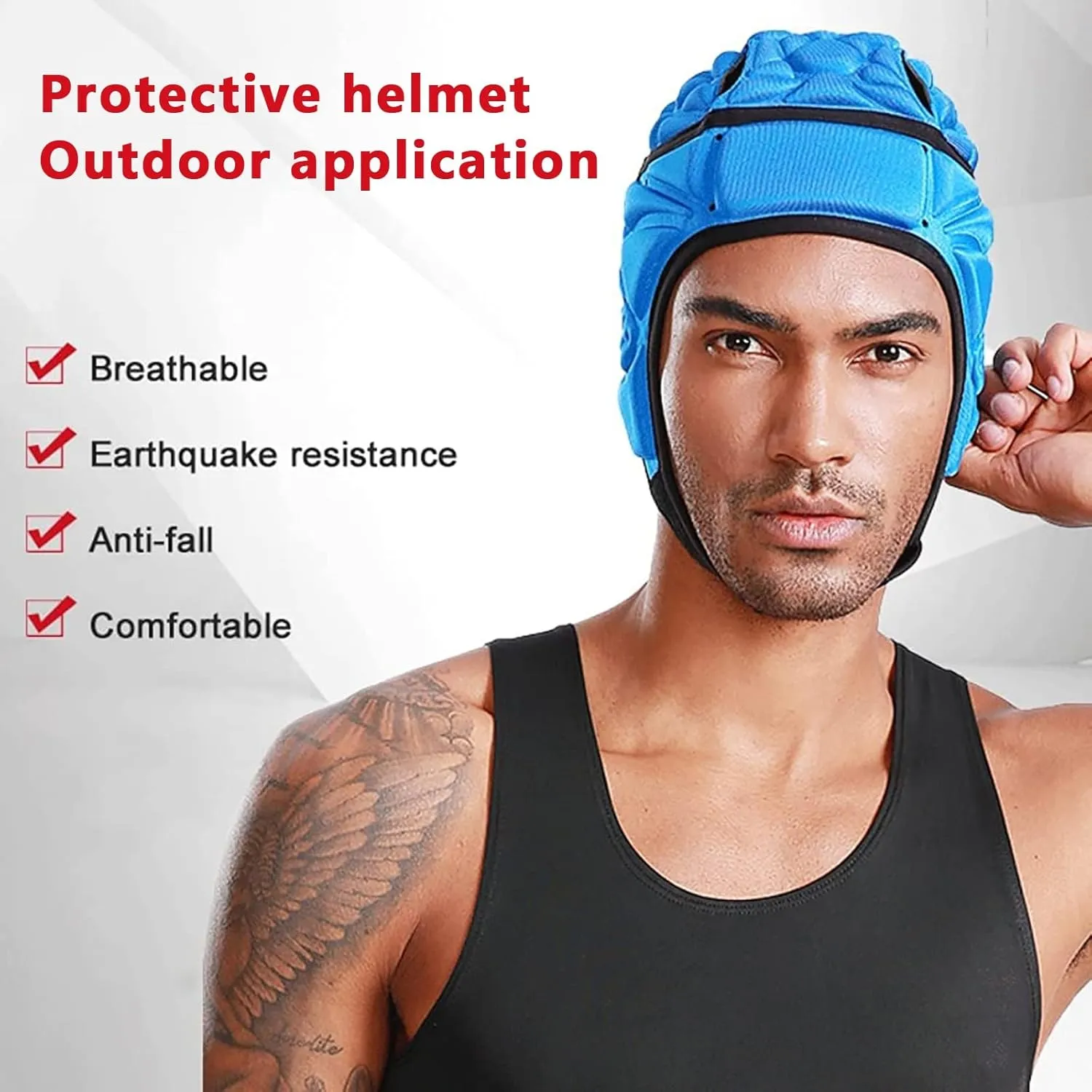 Padded Headgear 7v7 Soft Shell Head Protection Helmet Adjustable Football Goalkeeper Helmet Rugby Helmet Adult