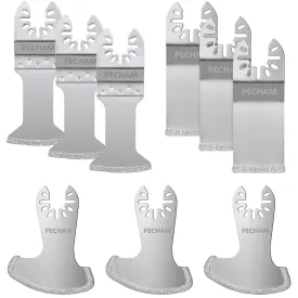 PECHAM 9PCS Diamond Oscillating Tool Blade, Multi Tool Blades Kits for Grout Removal and Soft Tile Cut, Fit Porter Cable Black & Decker Rockwell Ridgid Ryobi Milwaukee Chicago Craftsman