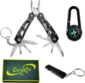 Portable Small Multitool Kit,12 in 1 Keychain Tool with Pocket Pliers & Knife, 3.4oz Lightweight, Hiking Camping Fishing Cycling Essentials, EDC Gadgets for Men