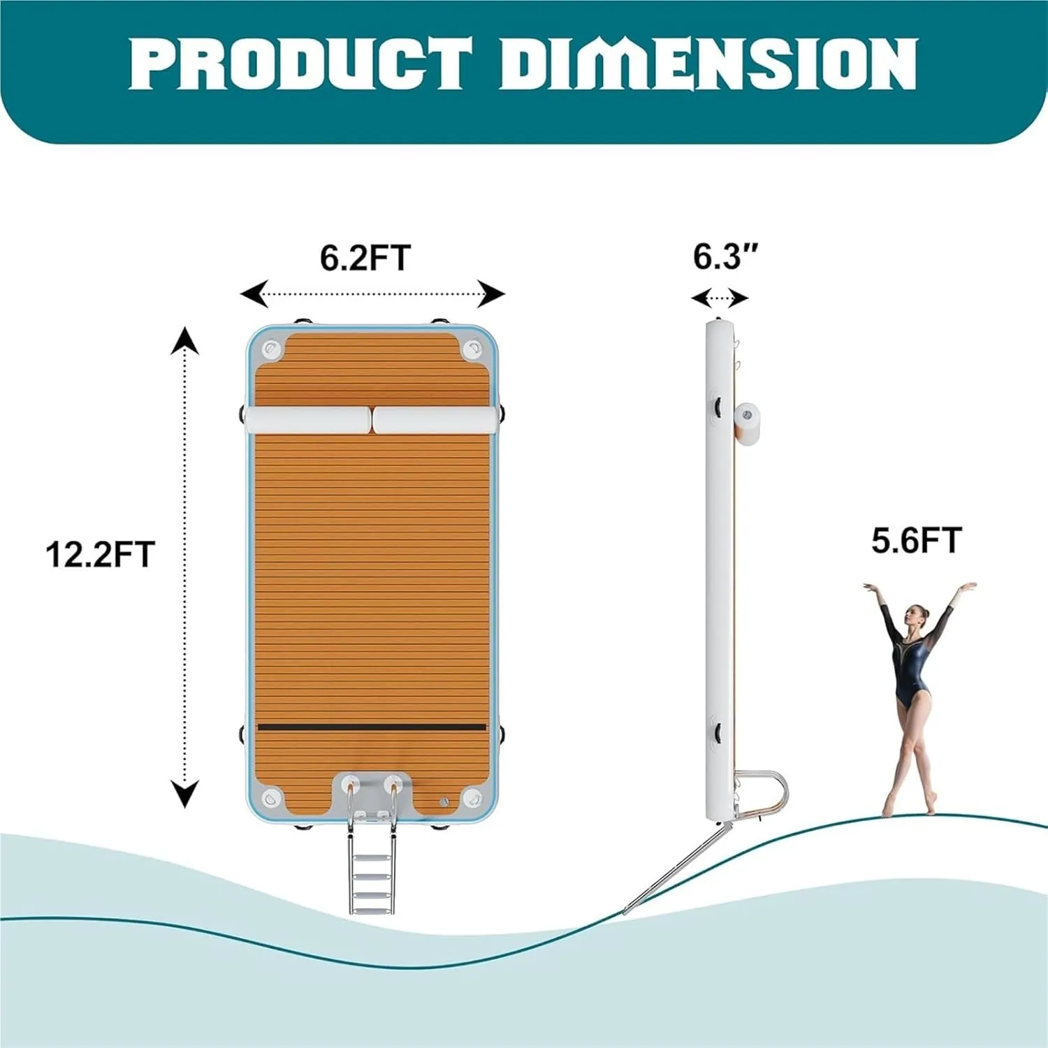 PVC Floating Dock Water Platform, Inflatable Floating Dock, Non-Slip Surface Inflatable Floating Dock Swim Air Platform Island Raft Mat, for Pool Lake Beach Ocean