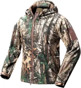 ReFire Gear Men's Soft Shell Military Tactical Jacket Outdoor Camouflage Hunting Fleece Hooded Coat
