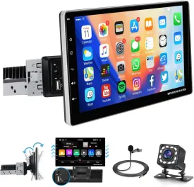 Rimoody 10.1 Inch Single Din Android Car Stereo 1 din Car Radio with Bluetooth Detachable Touch Screen GPS WiFi FM Mirror Link USB   Backup Camera