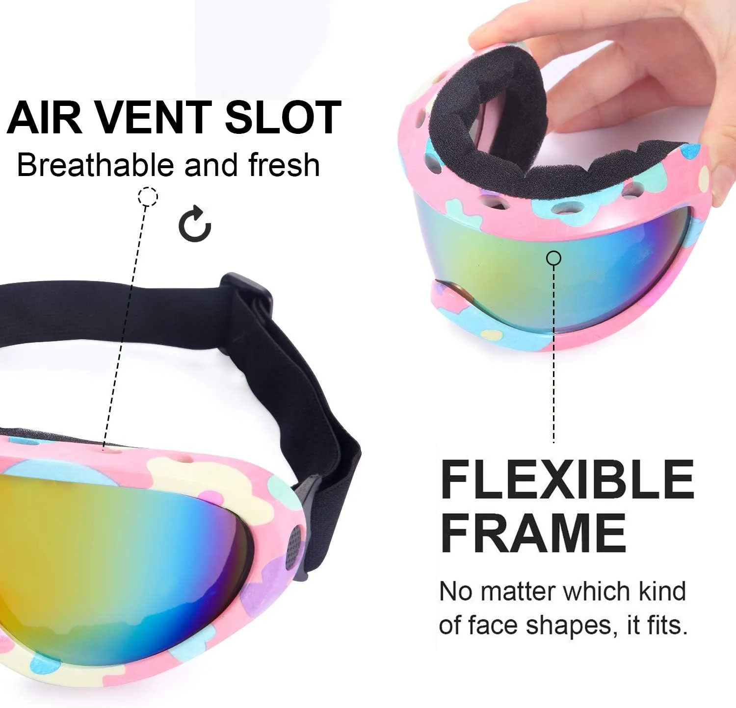 Ski Goggles, Pack of 2, Snowboard Goggles for Kids, Boys & Girls, Youth, Men