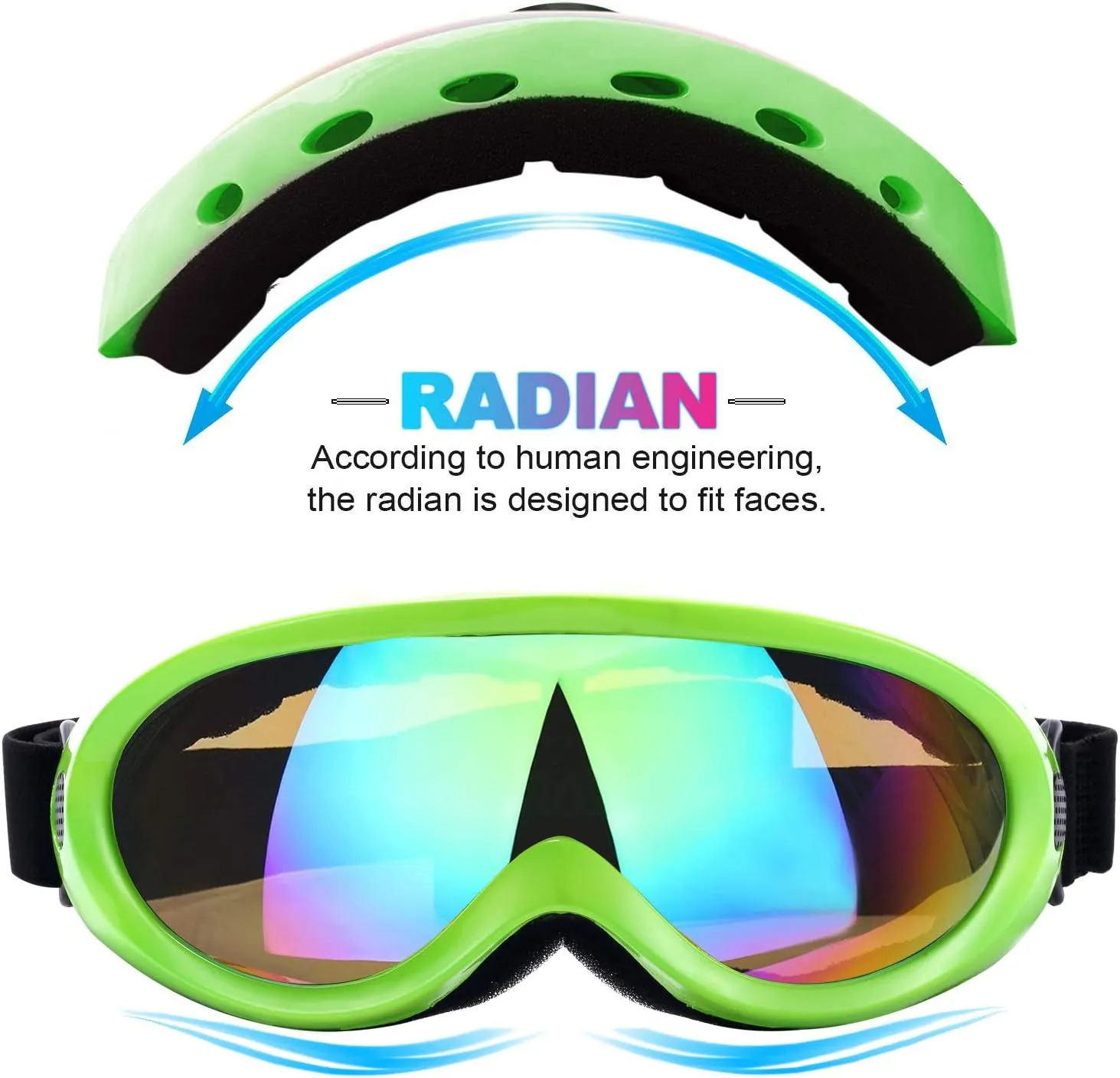 Ski Goggles, Pack of 2, Snowboard Goggles for Kids, Boys & Girls, Youth, Men