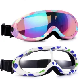 Ski Goggles, Pack of 2, Snowboard Goggles for Kids, Boys & Girls, Youth, Men