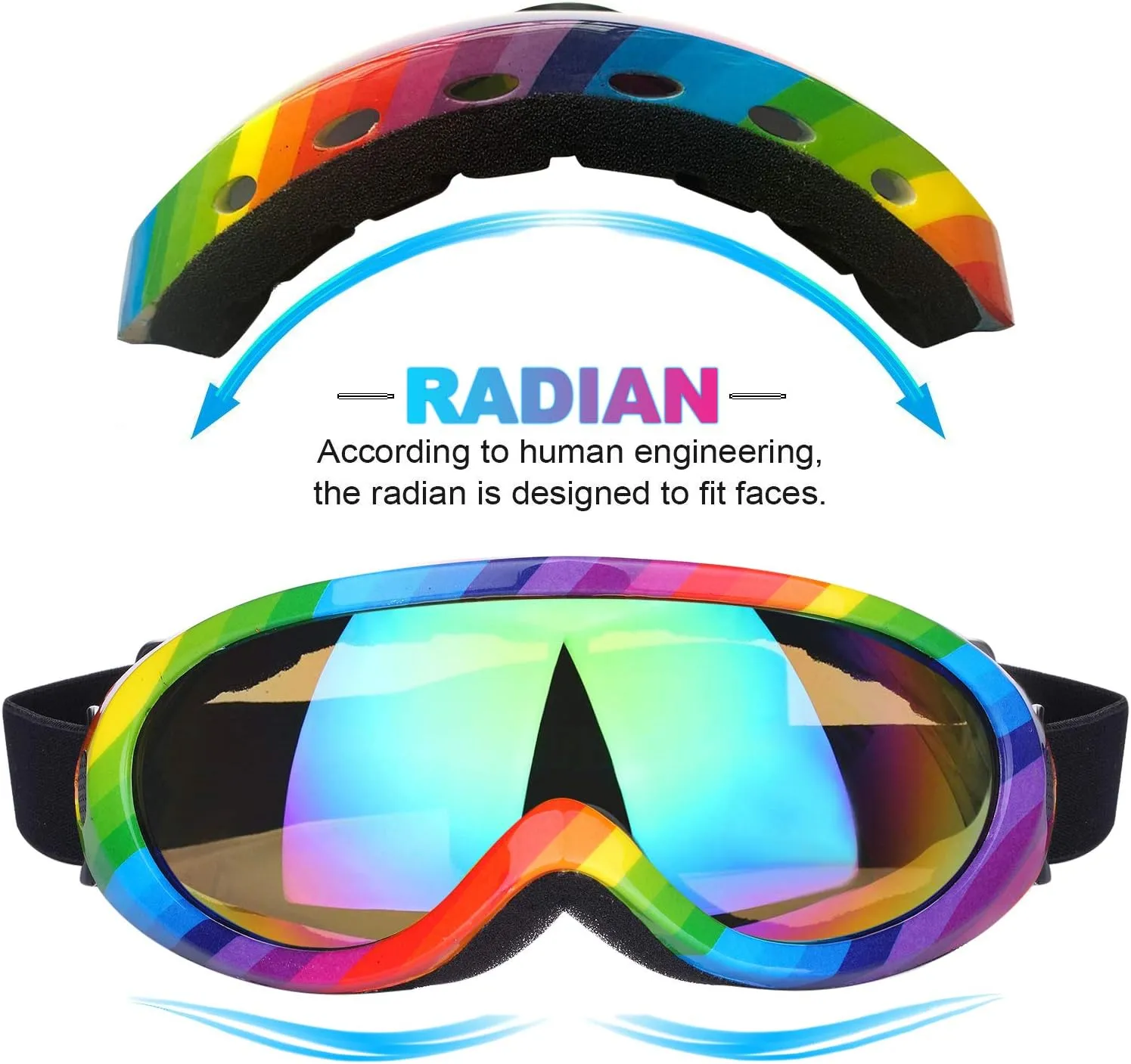 Ski Goggles, Pack of 2, Snowboard Goggles for Kids, Boys & Girls, Youth, Men