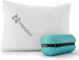 Small Shredded Memory Foam Pillow for Travel and Camping - Compressible Medium Firm Bed Pillow, Contoured Support, Breathable Cover, Machine Washable, Ideal Backpacking, Airplane and Car