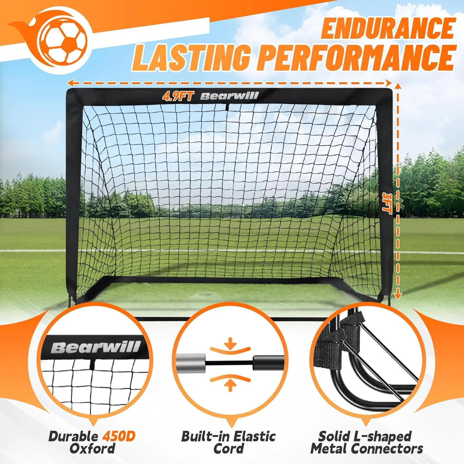 Soccer Goal, Kids Soccer Goals for Backyard Set of 2, 4x3ft Portable Soccer Goal Pop Up Soccer Net, Kids Soccer Net Training Equipment with Soccer Ball, Ladder, Cones, Targets