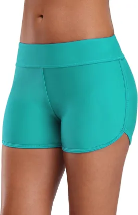 SOCIALA Women's Sporty Swim Shorts Stretchy Board Shorts Boyleg Swim Bottoms
