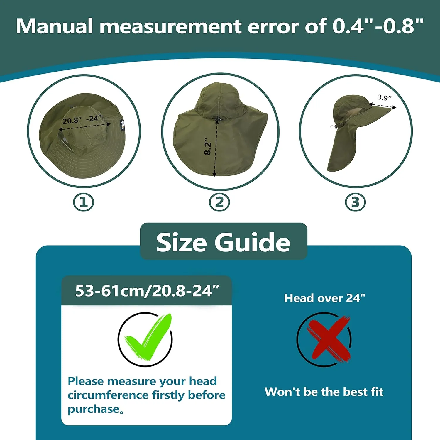 Solaris Sun Hat with Neck Flap, UPF 50 Sun Protection Lightweight Sun Cap for Men Women, Wide Brim Hat for Fishing Hiking
