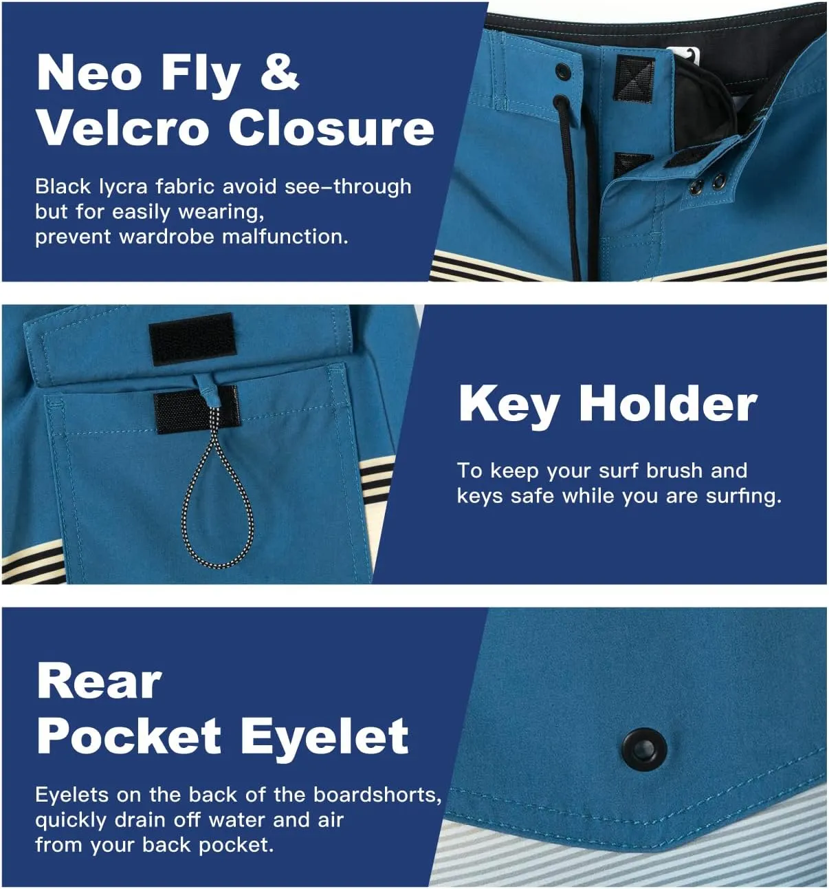 SURF CUZ Men's Board Short Beach Short 4-Way Stretch Swim Short