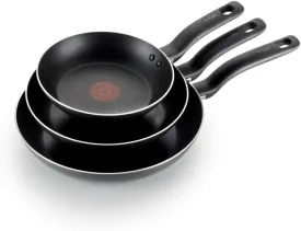 T-fal Specialty Nonstick Fry Pan Set 3 Piece, 8, 9.5, 11 Inch, Oven Broiler Safe 350F, Cookware, Pots and Pans Set Non Stick, Kitchen Frying Pans, Skillets, Durable, Dishwasher, Black