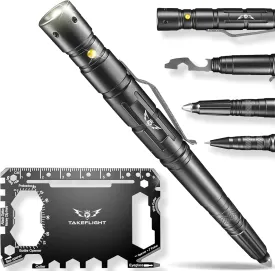 Tactical Pen - Self Defense Pen with Flashlight - Tactical Flashlight Multi Tool Survival Pen   Glass Breaker   Bottle Opener in Gift Box for Men & Women