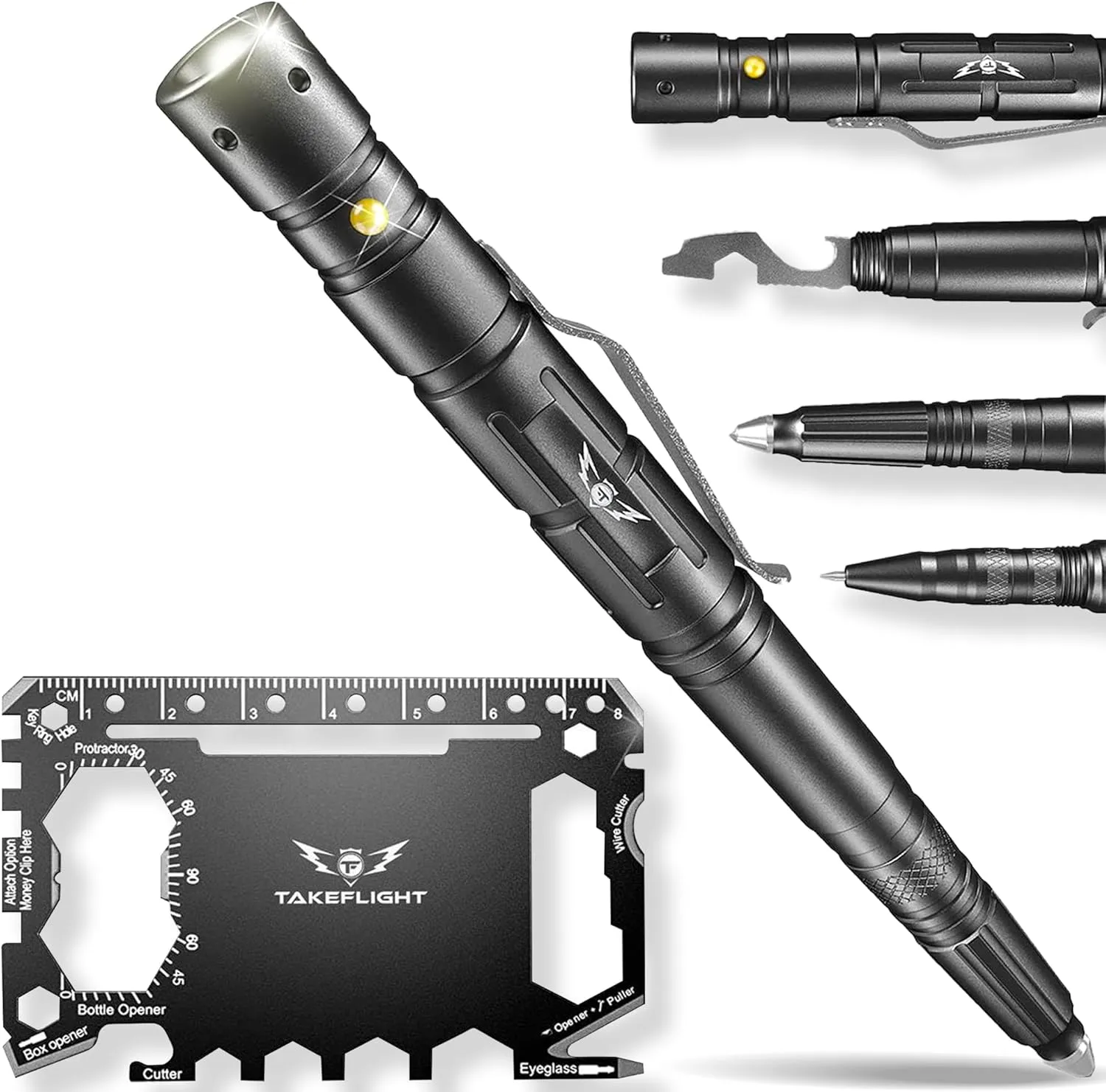 Tactical Pen - Self Defense Pen with Flashlight - Tactical Flashlight Multi Tool Survival Pen   Glass Breaker   Bottle Opener in Gift Box for Men & Women