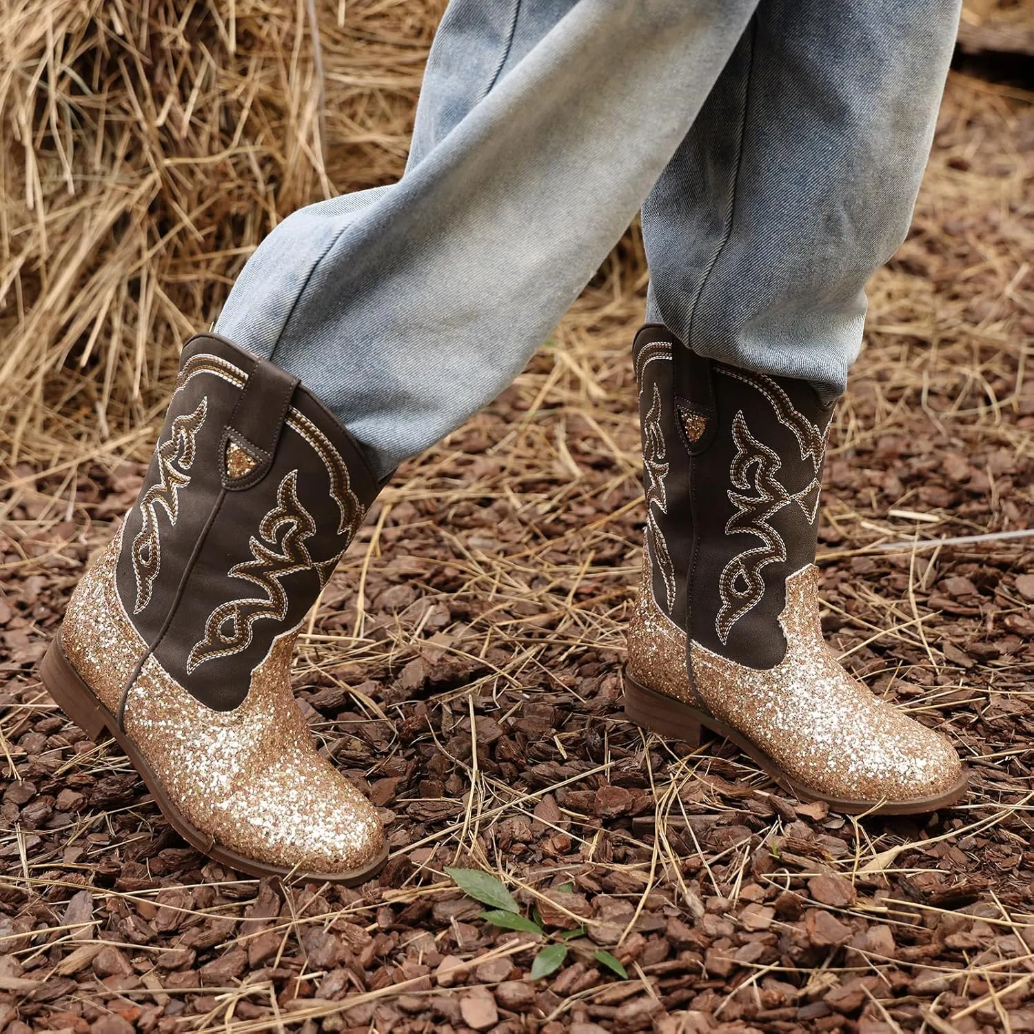 Toddler Girls Cowboy Boots - Cowgirl Western Boot for Kids Mid Calf Riding Shoes Little Kid/Big Kid