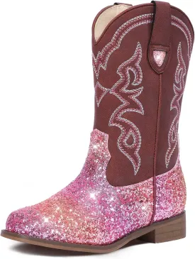 Toddler Girls Cowboy Boots - Cowgirl Western Boot for Kids Mid Calf Riding Shoes Little Kid/Big Kid