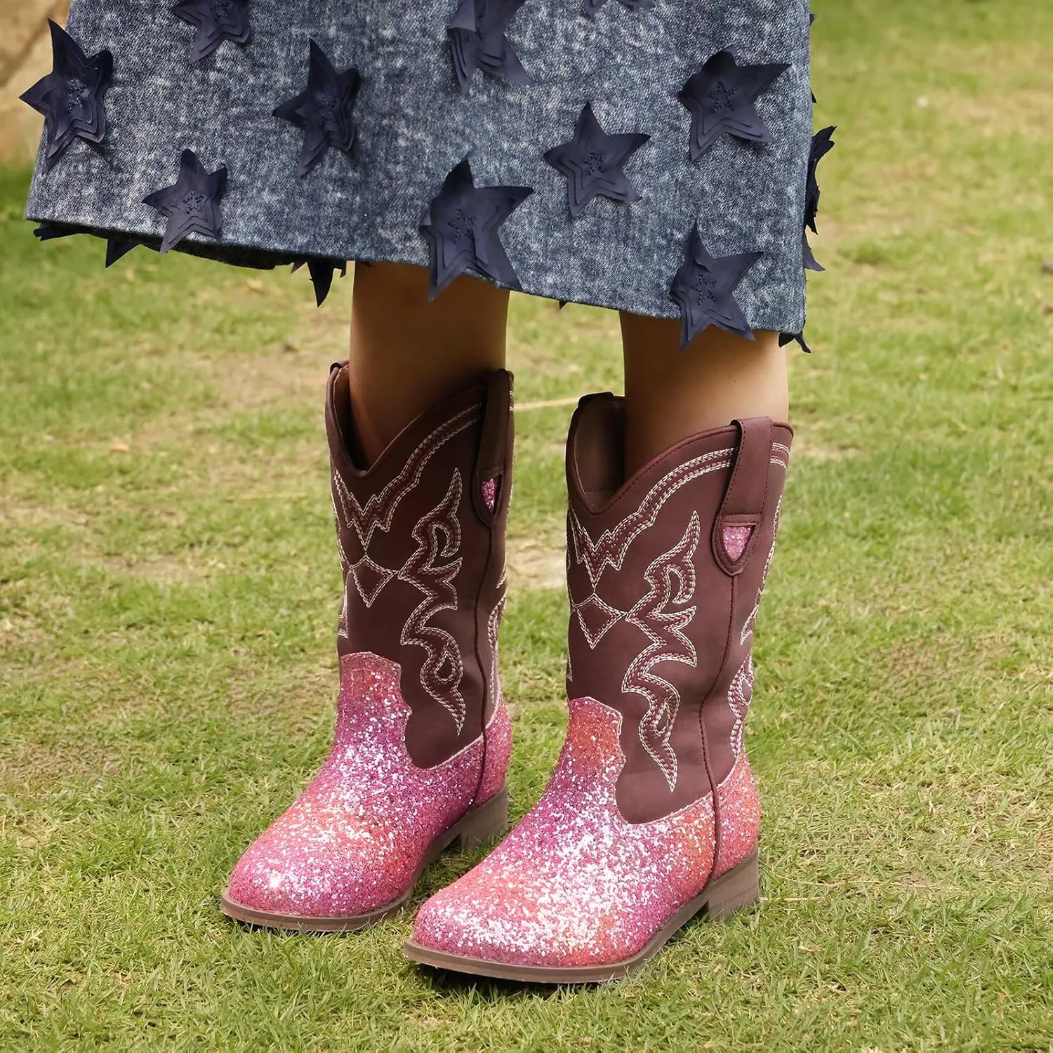 Toddler Girls Cowboy Boots - Cowgirl Western Boot for Kids Mid Calf Riding Shoes Little Kid/Big Kid