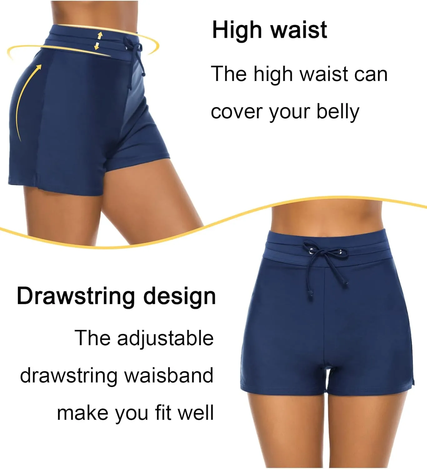 Tournesol Women's Swim Shorts High Waisted Bathing Suit Bottoms Swimsuit Tankini Boy Shorts with Liner