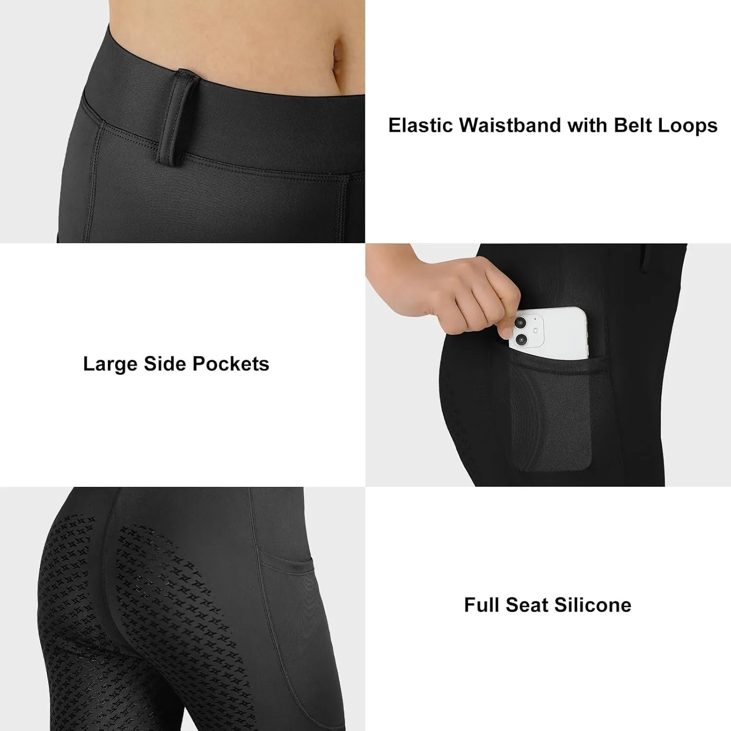 Turnhier Kids Equestrians Breeches Young Girls Horse Riding Pants Child's Schooling Horseback with Full Seat Silicone Pockets