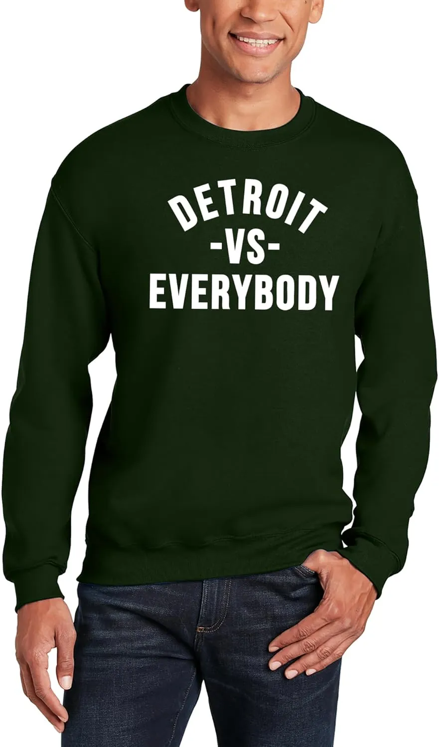 UGP Campus Apparel Detroit Vs Everybody - Michigan Pride Crewneck Sweatshirt