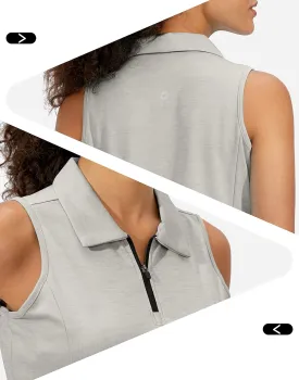 Viodia Women's Sleeveless Golf Shirt with Zip Up Tennis Quick Dry Tank Tops Polo Shirts for Women Golf Apparel Clothes