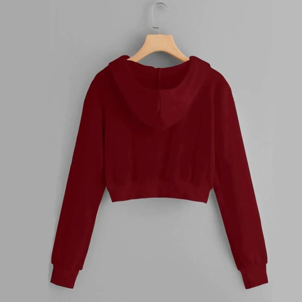 Women Zip Up Hoodies Cropped Long Sleeve Sweatshirts Jackets Y2k Comfy Casual Crop Tops Teen Girls Clothes 2025