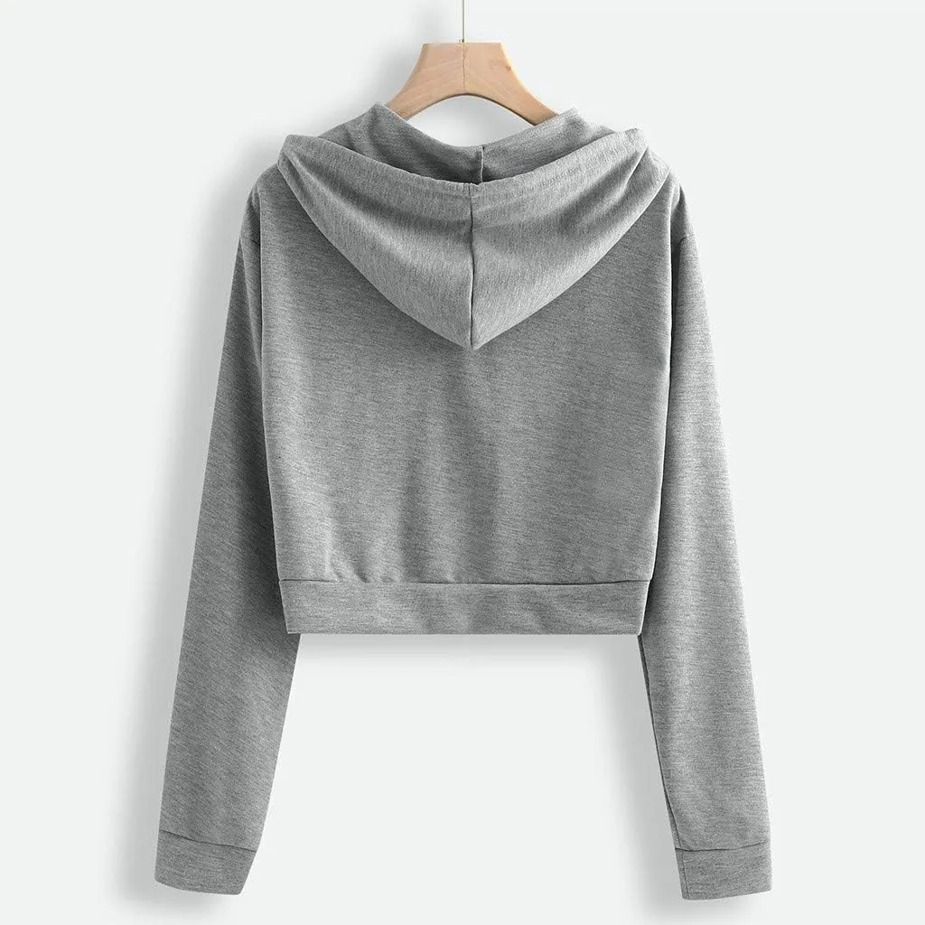 Women Zip Up Hoodies Cropped Long Sleeve Sweatshirts Jackets Y2k Comfy Casual Crop Tops Teen Girls Clothes 2025