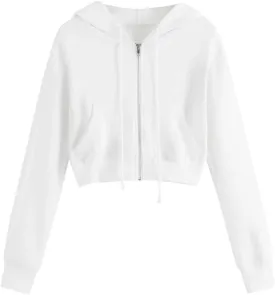 Women Zip Up Hoodies Cropped Long Sleeve Sweatshirts Jackets Y2k Comfy Casual Crop Tops Teen Girls Clothes 2025