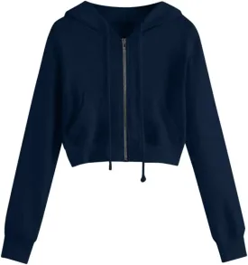 Women Zip Up Hoodies Cropped Long Sleeve Sweatshirts Jackets Y2k Comfy Casual Crop Tops Teen Girls Clothes 2025