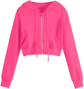 Women Zip Up Hoodies Cropped Long Sleeve Sweatshirts Jackets Y2k Comfy Casual Crop Tops Teen Girls Clothes 2025