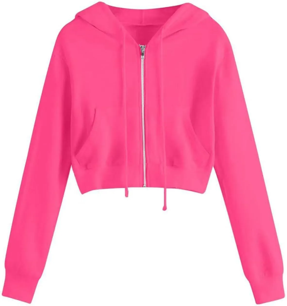 Women Zip Up Hoodies Cropped Long Sleeve Sweatshirts Jackets Y2k Comfy Casual Crop Tops Teen Girls Clothes 2025