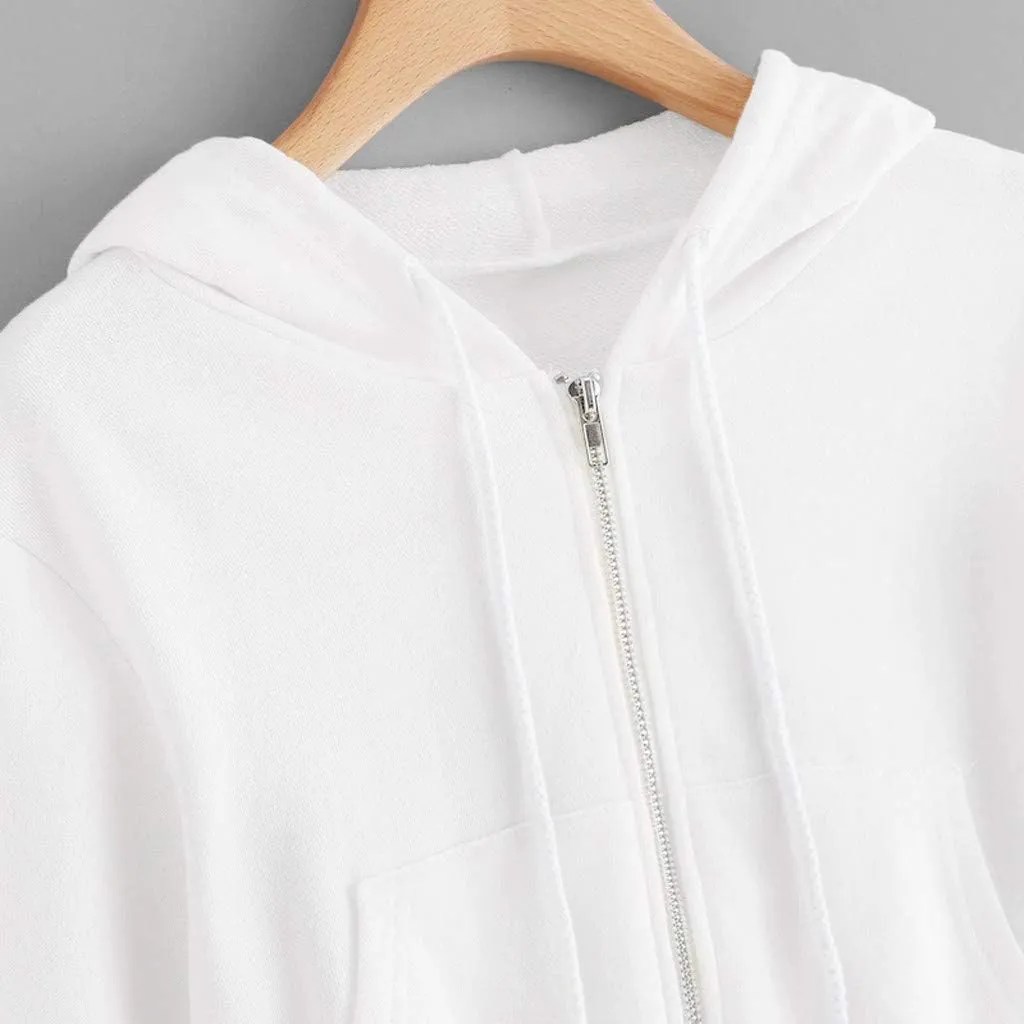 Women Zip Up Hoodies Cropped Long Sleeve Sweatshirts Jackets Y2k Comfy Casual Crop Tops Teen Girls Clothes 2025