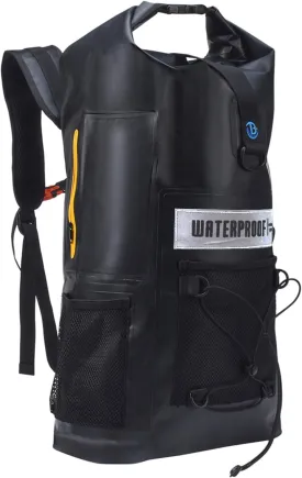 XhuangTech Waterproof Dry Bag Backpack, 32L Heavy-Duty Roll Top Dry Sack Storage Bag for Kayaking, Rafting, Hiking, Camping, Travel, Boating & Beach, Floating Outdoor Gear Dry Backpack for Men (Black)